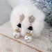 Pearl Bead Snowman Dangle Earrings