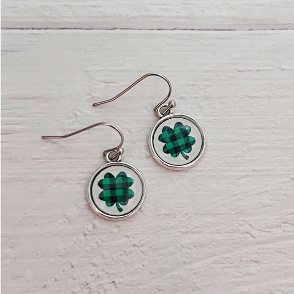 Plaid Shamrock Earrings