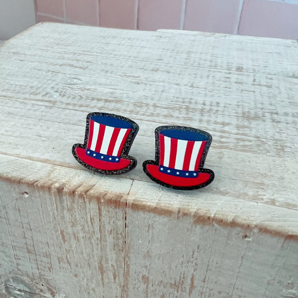 Patriotic Hat Stud Earrings