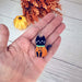 Cat in Pumpkin Costume Dangle Earrings