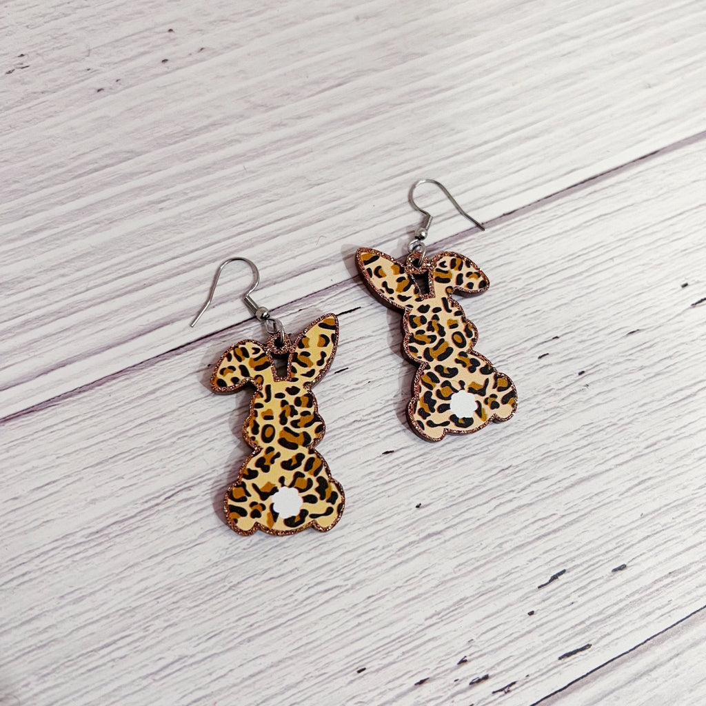 Leopard Bunny Resin Dangle Earrings - Kole Jax DesignsLeopard Bunny Resin Dangle Earrings