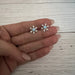 Aqua Rhinestone Snowflake Stud Christmas Earrings