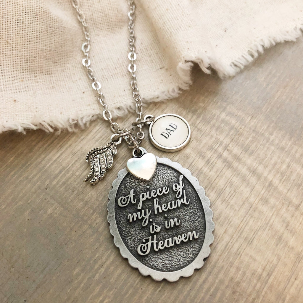 A piece of my heart is in heaven necklace with optional personalized name charms - Kole Jax DesignsA piece of my heart is in heaven necklace with optional personalized name charms