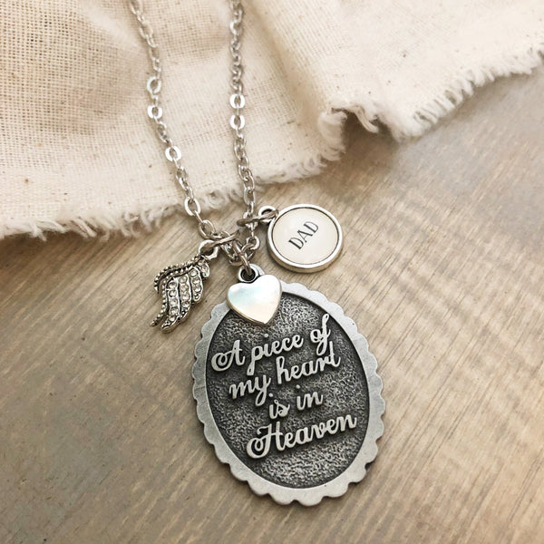 A piece of my heart is in heaven necklace with optional personalized n ...