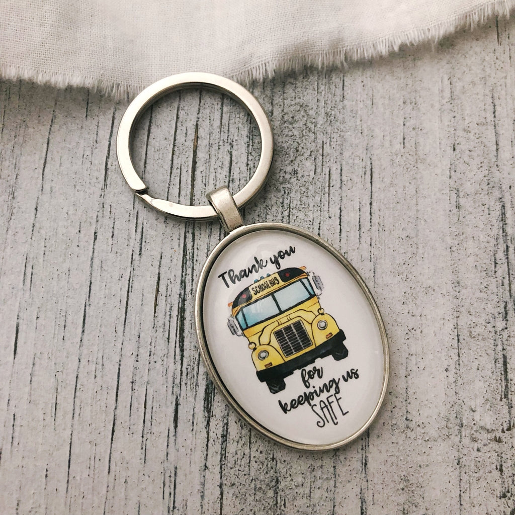 Bus driver keychain thank you for keeping us safe school bus - Kole Jax DesignsBus driver keychain thank you for keeping us safe school bus