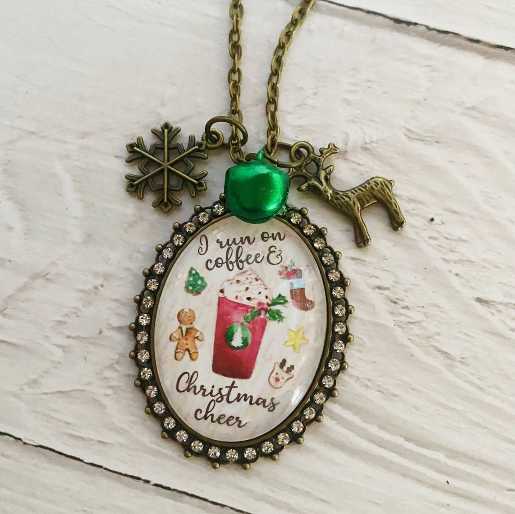 Coffee and Christmas Cheer Necklace Bronze