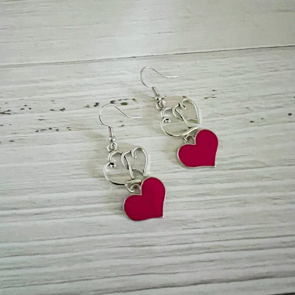 Double Heart Silver Tone Earrings - Kole Jax DesignsDouble Heart Silver Tone Earrings