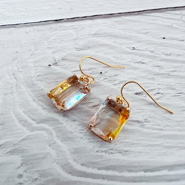 Emerald Cut Crystal Earrings Yellow - Kole Jax DesignsEmerald Cut Crystal Earrings Yellow