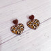 Glitter Resin Brown Glitter with Leopard Double Heart Earrings - Kole Jax DesignsGlitter Resin Brown Glitter with Leopard Double Heart Earrings