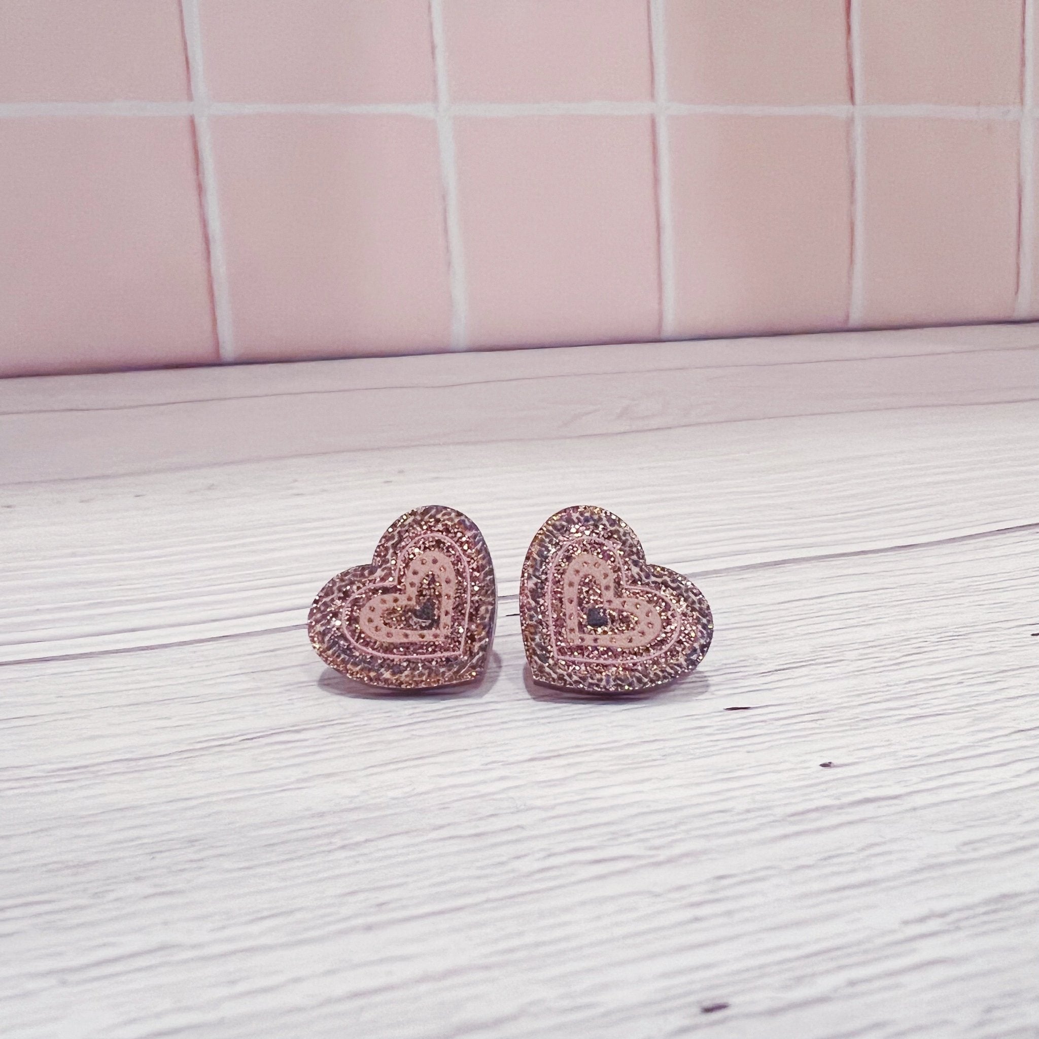 Matte Pink Heart Earrings