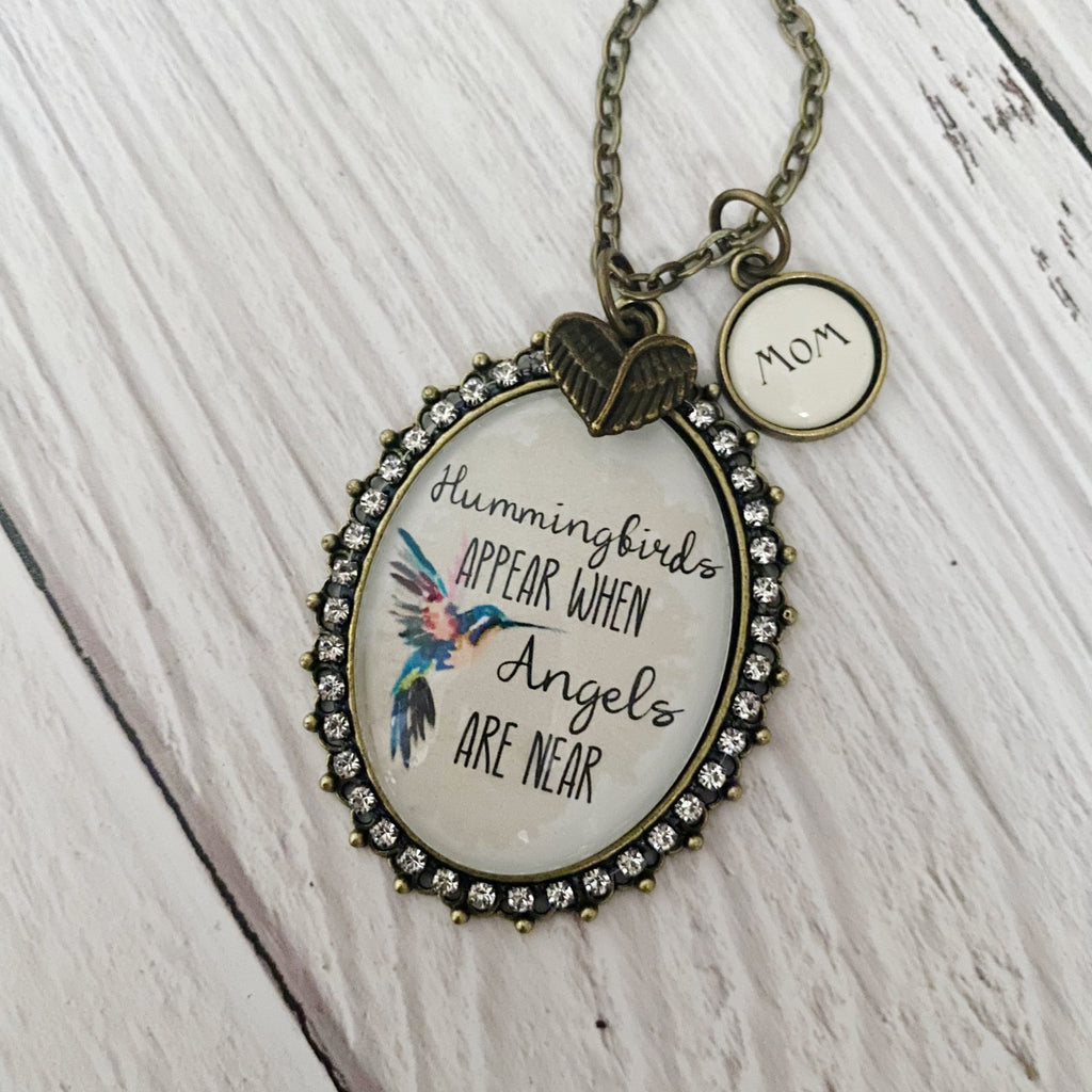 Hummingbirds Appear When Angels Are Near Necklace with Personalized Charm options