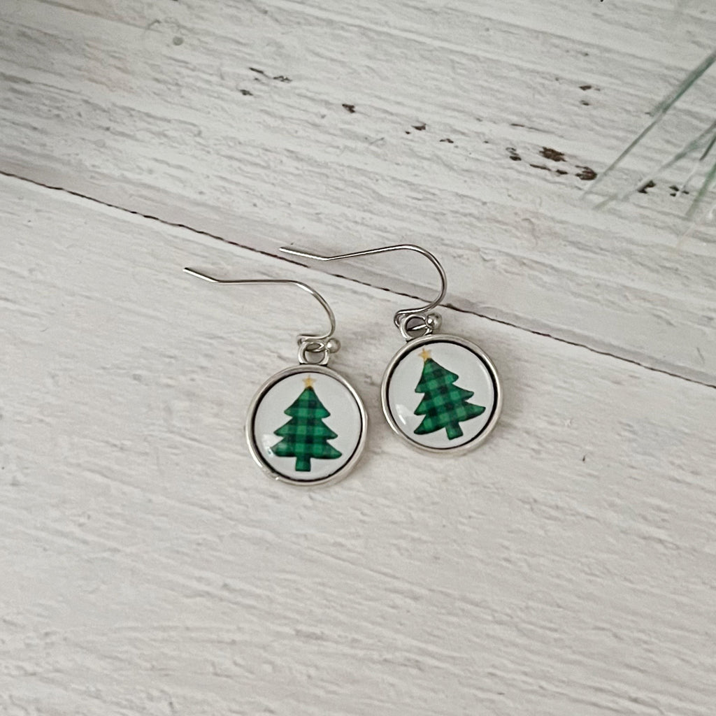 Plaid Tree Earrings