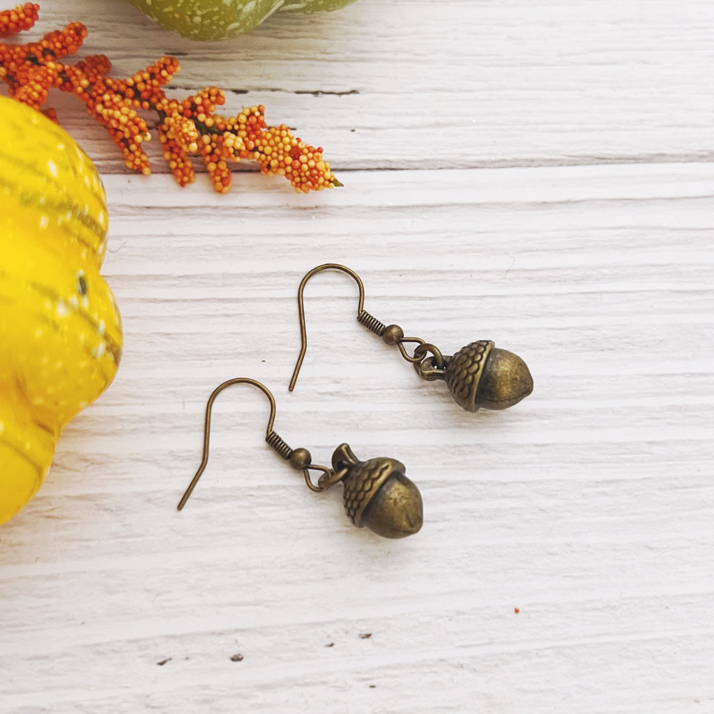 Antique Bronze Acorn Earrings