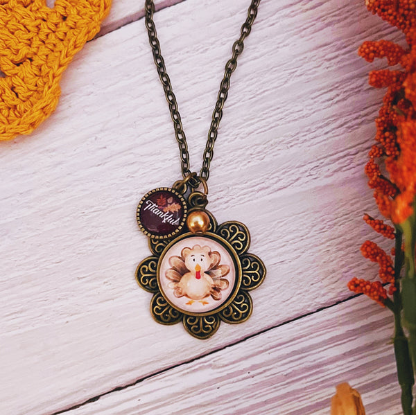 Turkey Necklace with Thankful Charm