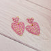 Rhinestones and Pearls Pink Heart Drop Earrings