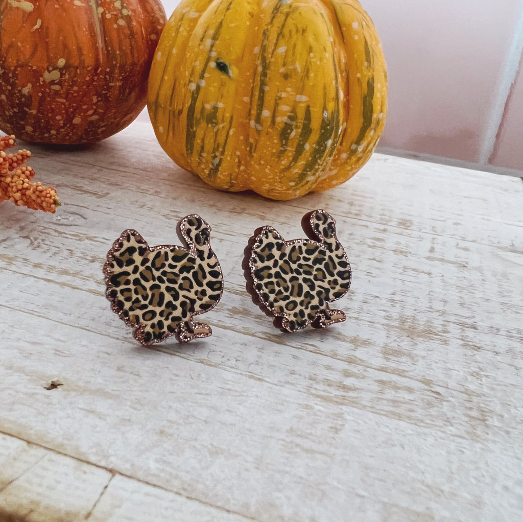 Leopard Glitter Turkey Stud Earrings