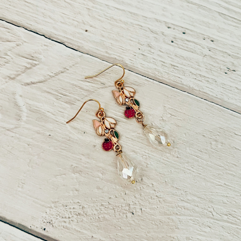 Earring Club Earrings- Dewdrops and Ladybugs