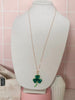 Rhinestone Clover Toggle Necklace Deep Green