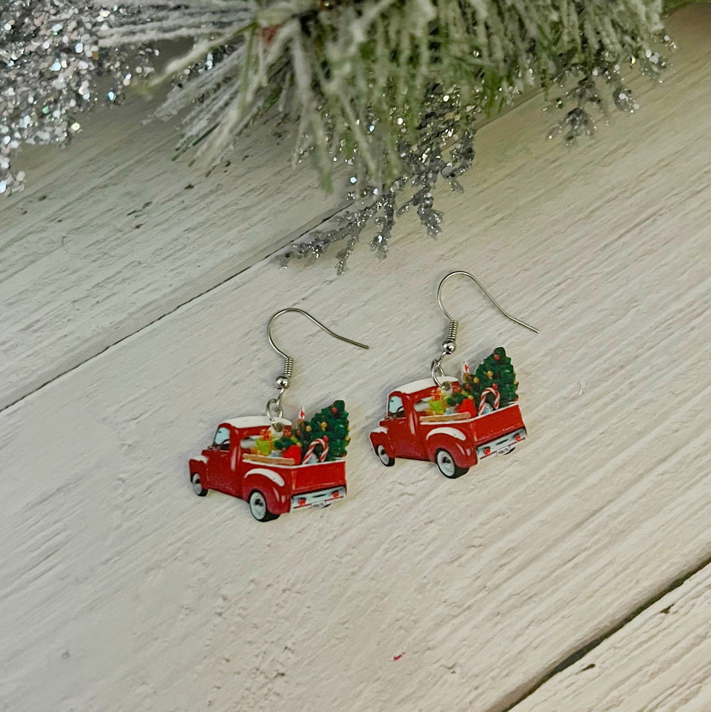 Christmas Truck Dangle Earrings