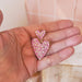 Rhinestones and Pearls Pink Heart Drop Earrings