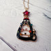 Rhinestone Christmas Tree Cat Necklace