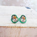 Santa Earrings- Green Glitter