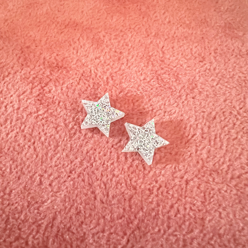 Glitter Resin Iridescent Star Earrings