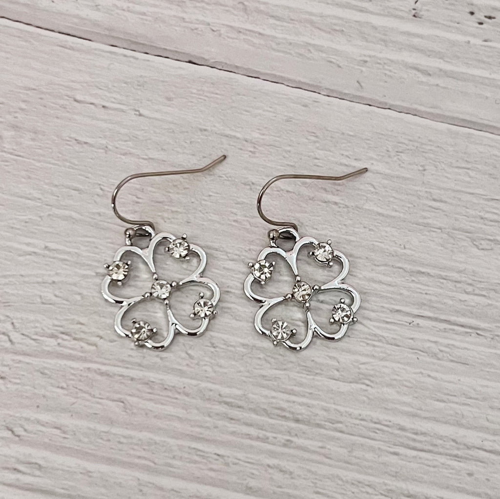 Rhinestone Filigree Shamrock Earrings