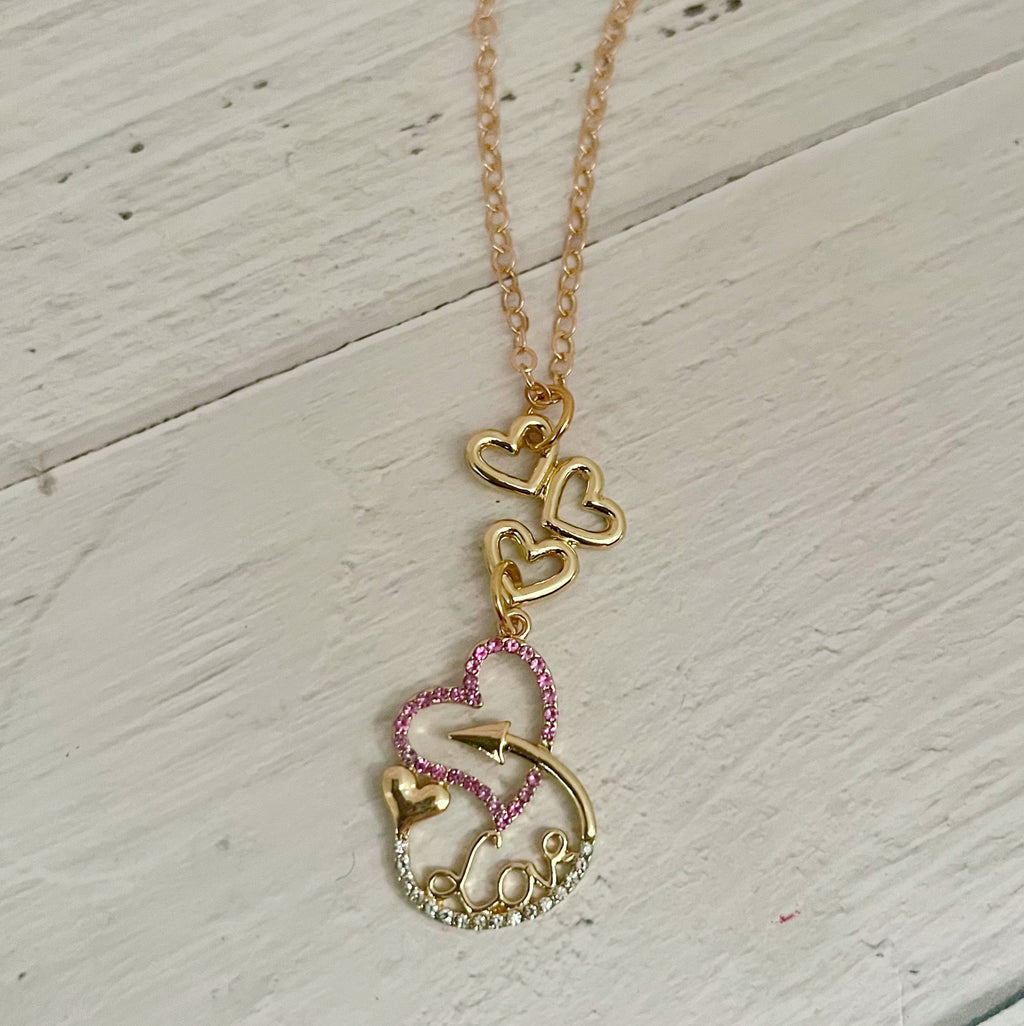 Rhinestone Love Arrow Necklace