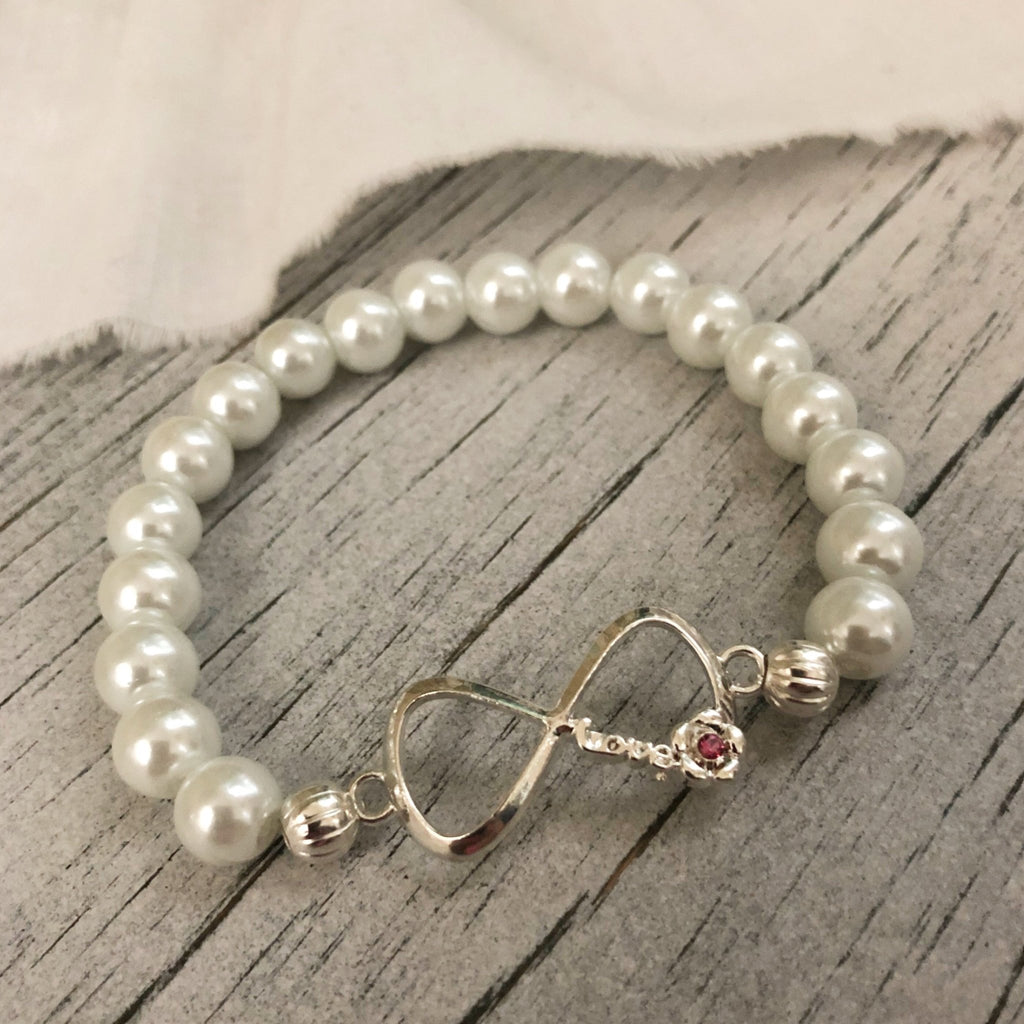 Infinity pearl stretch bracelet white - Kole Jax DesignsInfinity pearl stretch bracelet white