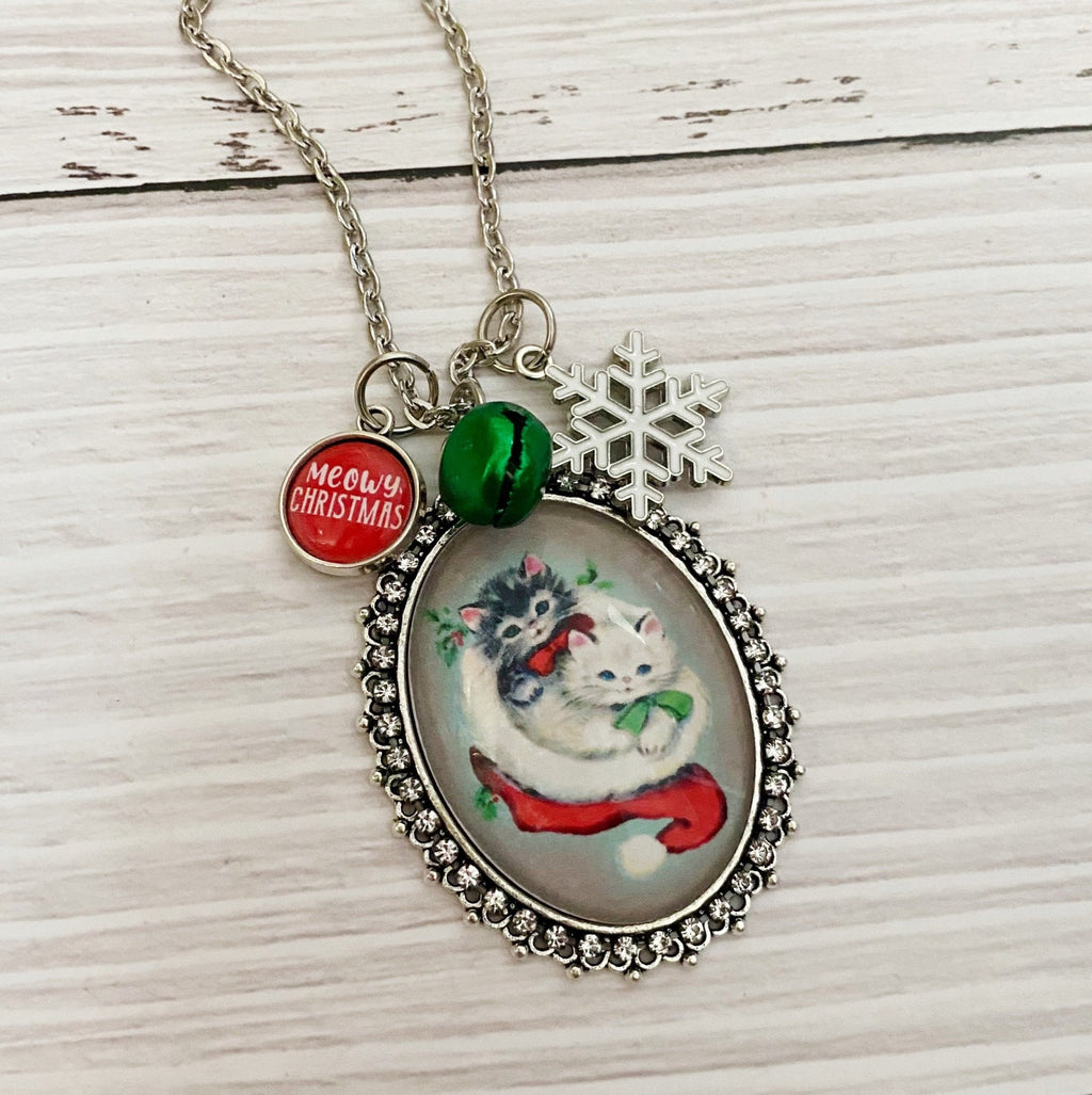 Meowy Christmas Kittens Necklace - Kole Jax DesignsMeowy Christmas Kittens Necklace