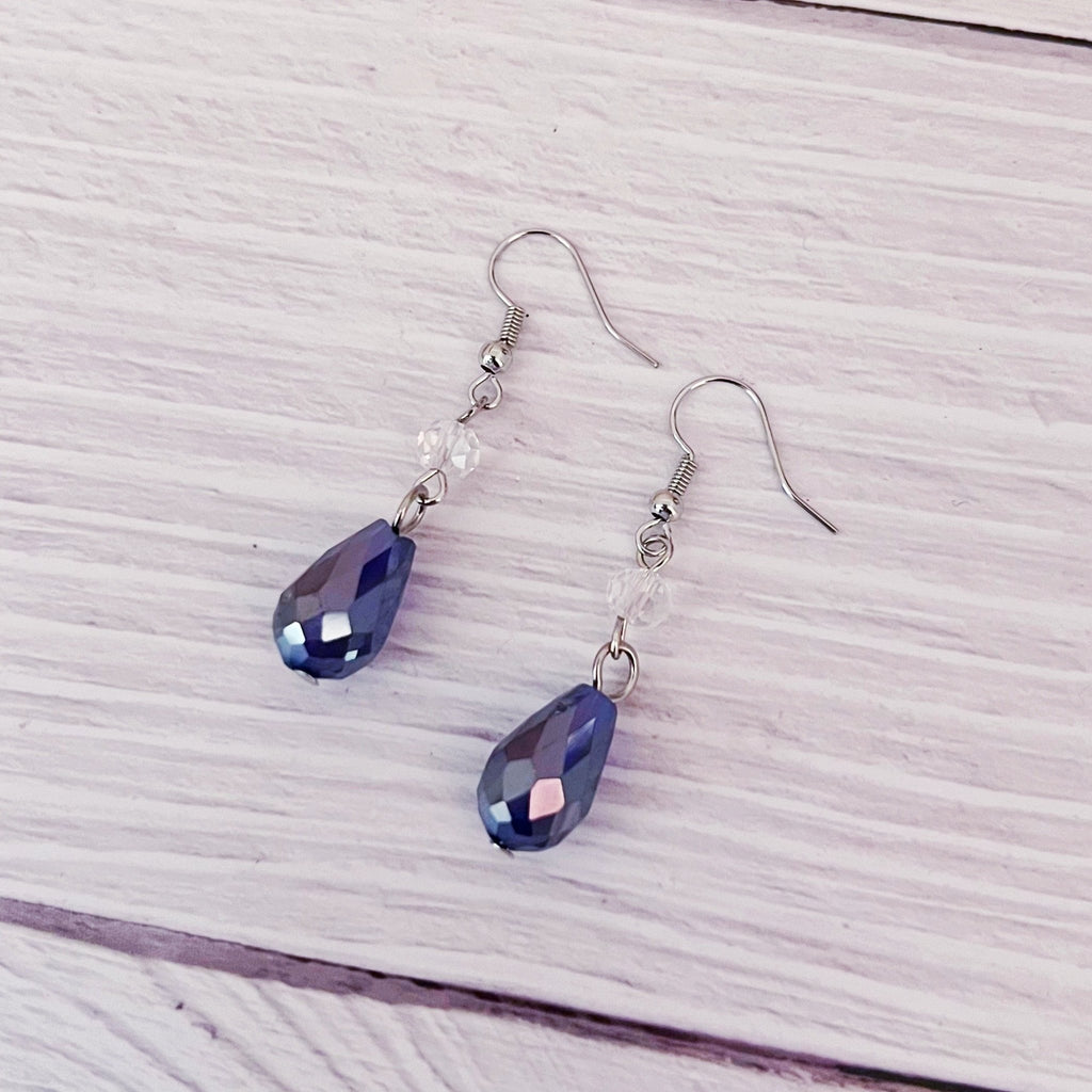 Midnight Blue Crystal Teardrop Earrings - Kole Jax DesignsMidnight Blue Crystal Teardrop Earrings