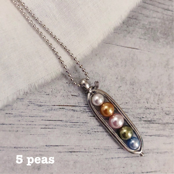 Peapod necklace- 5 peas choice of color for birth months - Kole Jax DesignsPeapod necklace- 5 peas choice of color for birth months