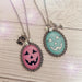 Pink Jackolantern Oval Pumpkin necklace - Kole Jax DesignsPink Jackolantern Oval Pumpkin necklace