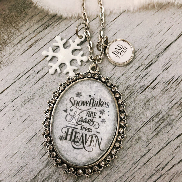 Snowflakes are kisses from heaven necklace with optional personalized name charms - Kole Jax DesignsSnowflakes are kisses from heaven necklace with optional personalized name charms