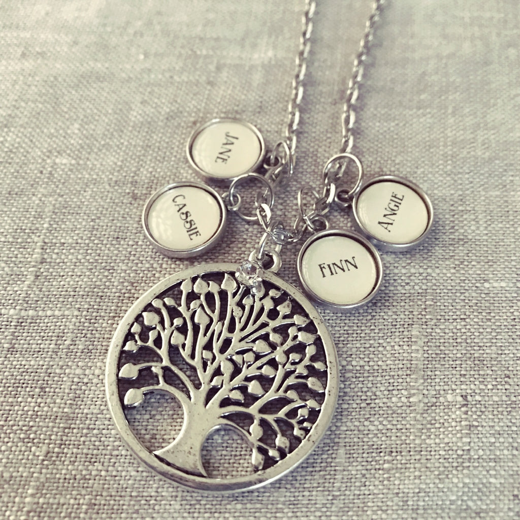 Tree of life necklace with optional personalized name charms - Kole Jax DesignsTree of life necklace with optional personalized name charms
