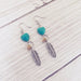 Turquoise Heart and Feather Earrings - Kole Jax DesignsTurquoise Heart and Feather Earrings