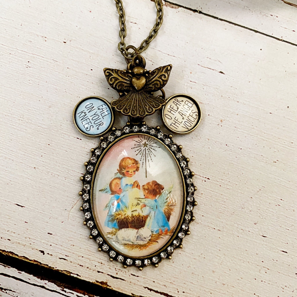 Vintage Angel Holy Night Christmas Necklace - Kole Jax DesignsVintage Angel Holy Night Christmas Necklace